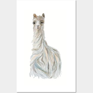 Llama watercolor drawing Posters and Art